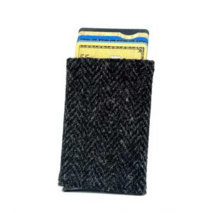 Harris Tweed Pop Up Card Holder In Charcoal