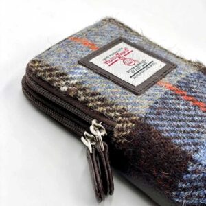 Harris Tweed Double Glasses Sleeve in Blue/Brown Check