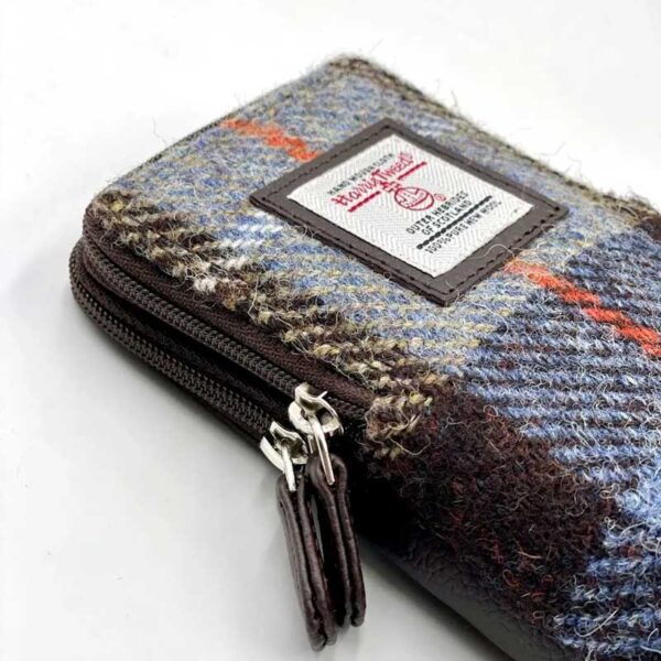 Harris Tweed Double Glasses Sleeve in Blue/Brown Check