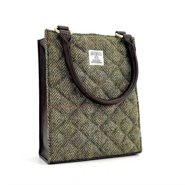 Harris Tweed Quilt Mini Tote Bag In Country Green