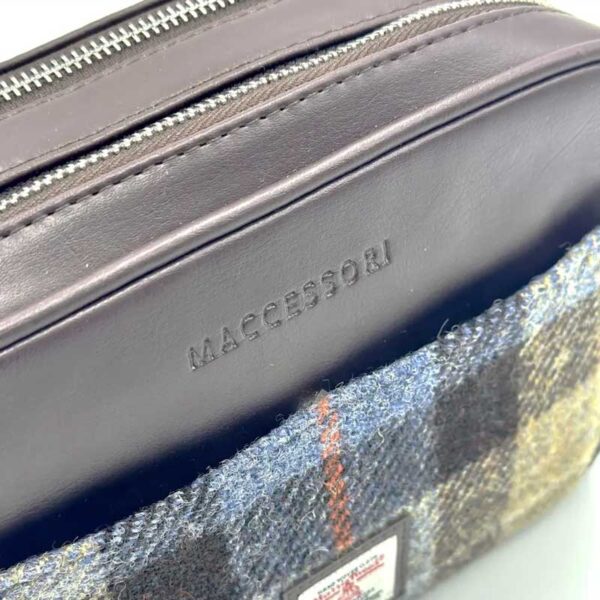Harris Tweed Camera Bag In Blue/Brown Check
