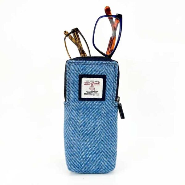 Harris Tweed Double Glasses Sleeve in Sky Blue