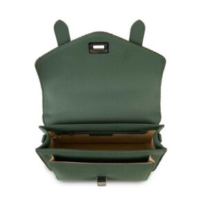Harris Tweed Clutch, The Leather Medium Satchel, Islander, Dark Green Herringbone