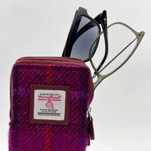 Harris Tweed Double Glasses Sleeve in Purple Check