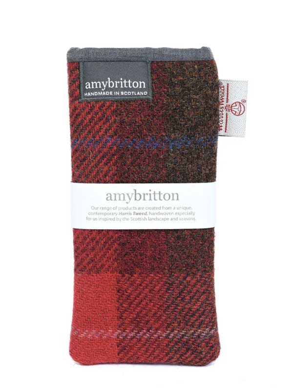 Harris Tweed Highland Range Glasses Case Red Plaid