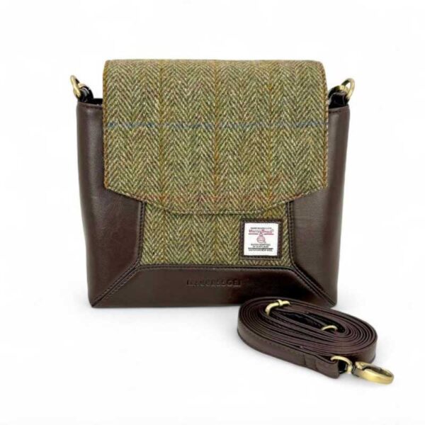 Harris Tweed Highland Messenger Bag In Country Green