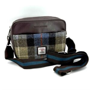 Harris Tweed Camera Bag In Blue/Brown Check