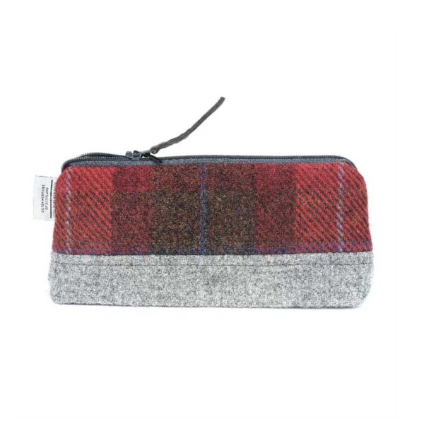 Harris Tweed Highland Range Cosmetic Bag Red Plaid