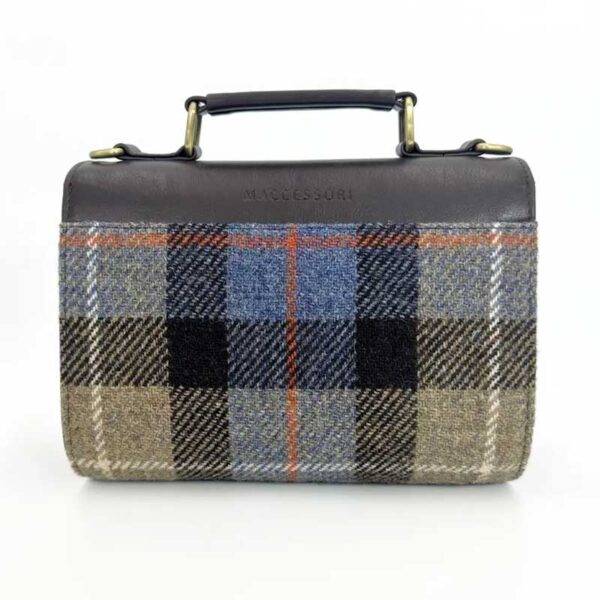 Harris Tweed Mini Day Bag In Blue/Brown Check