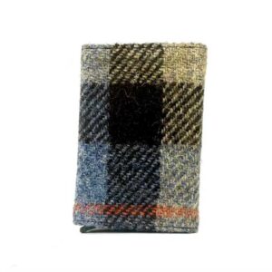 Harris Tweed Pop Up Card Holder In Blue/Brown Check