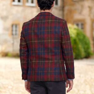 Harris Tweed Jacket "London" In Berry Check