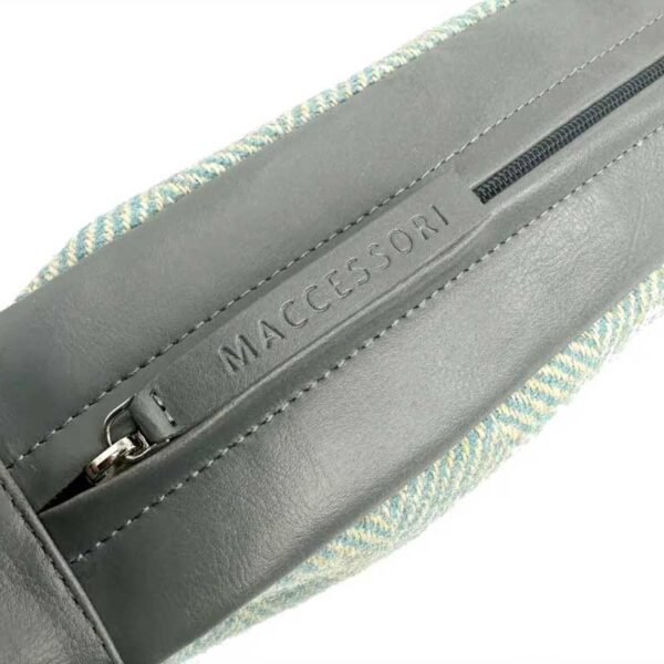 Harris Tweed Sling Bag In Turquoise Herringbone