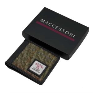 Harris Tweed Bifold Wallet In Country Green