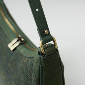 Harris Tweed Shoulder Bag, The Ellon, Islander, Dark Green Herringbone