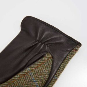 Men's Harris Tweed Gloves In Chestnut Herringbone