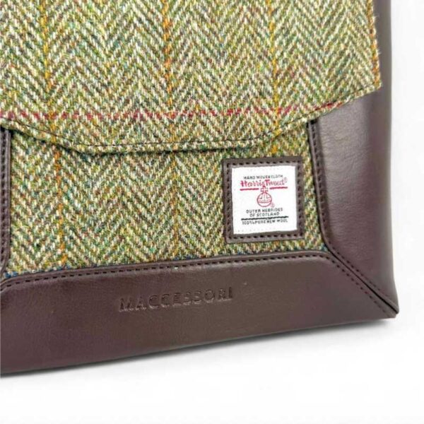 Harris Tweed Highland Messenger Bag In Country Green