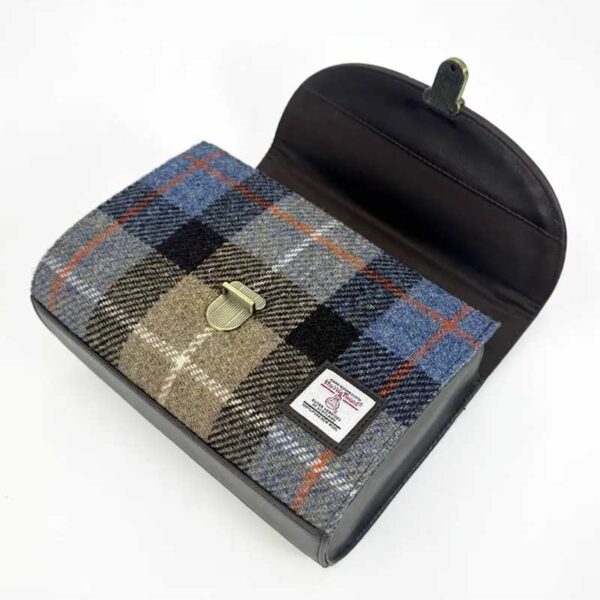 Harris Tweed Mini Day Bag In Blue/Brown Check