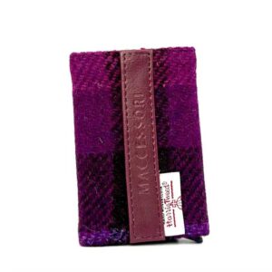 Harris Tweed Pop Up Card Holder In Purple Check