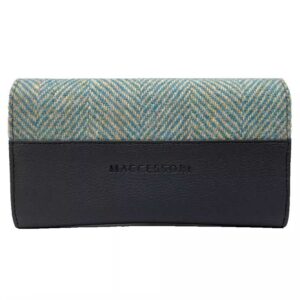 Harris Tweed Ladies Envelope Purse In Turquoise Herringbone