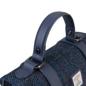 Harris Tweed Clutch, The Leather Medium Satchel, Islander, Navy Overcheck