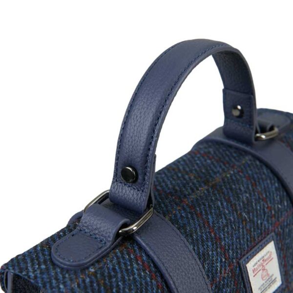 Harris Tweed Clutch, The Leather Medium Satchel, Islander, Navy Overcheck