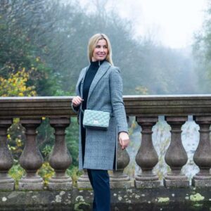 Harris Tweed Quilt Shoulder Bag In Turquoise Herringbone
