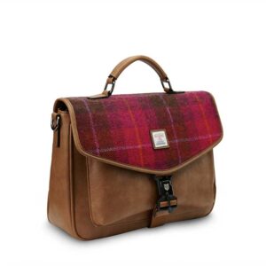 Harris Tweed The Laptop Satchel, Fuchsia Tartan