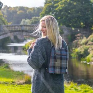 Harris Tweed Backpack In Blue/Brown Check