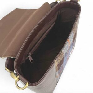 Harris Tweed Highland Messenger Bag In Blue/Brown Check