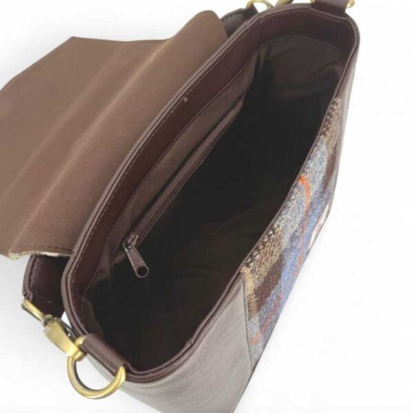 Harris Tweed Highland Messenger Bag In Blue/Brown Check