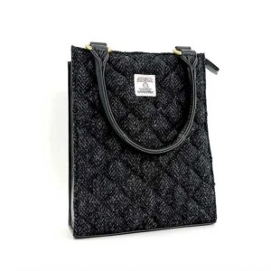 Harris Tweed Quilt Mini Tote Bag In Charcoal