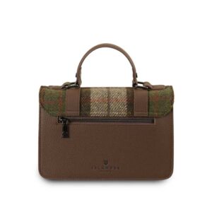 Harris Tweed Clutch, The Leather Medium Satchel, Islander, Chestnut Tartan