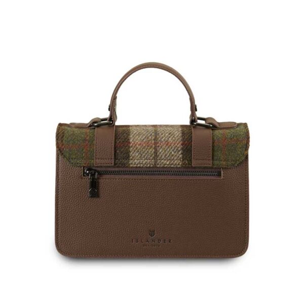 Harris Tweed Clutch, The Leather Medium Satchel, Islander, Chestnut Tartan