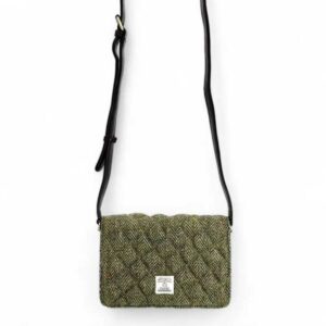 Harris Tweed Quilt Shoulder Bag In Country Green