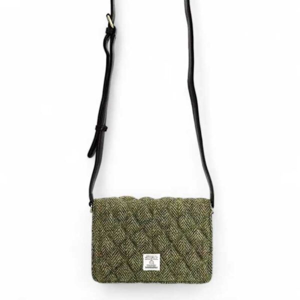 Harris Tweed Quilt Shoulder Bag In Country Green
