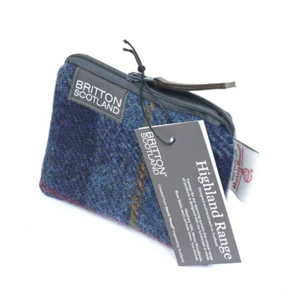 Harris Tweed Highland Card Purse Navy Plaid