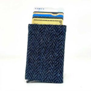 Harris Tweed Pop Up Card Holder In Blue