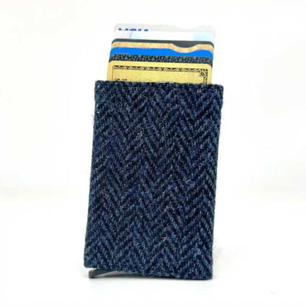 Harris Tweed Pop Up Card Holder In Blue